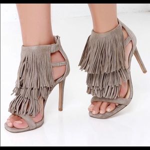 Steve Madden fringe sandals taupe